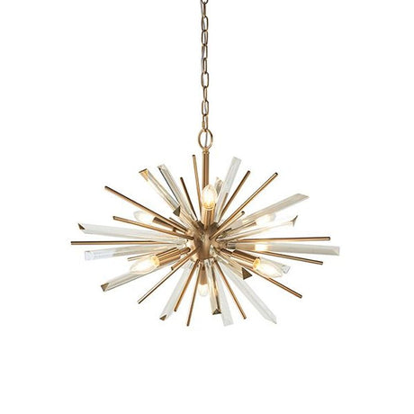 Seine 6Lt Pendant Ceiling Light Antique Brass Plate With Champagne Glass