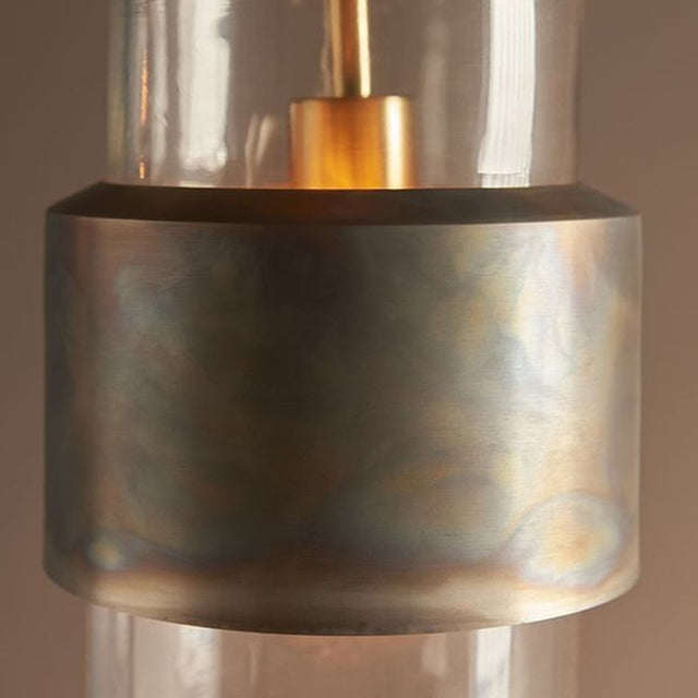Arun Pendant Ceiling Light Bronze Patina Plate & Clear Glass