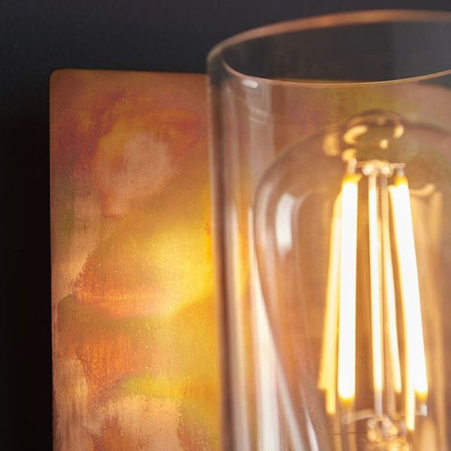 Arun Wall Light Copper Patina Plate & Clear Glass