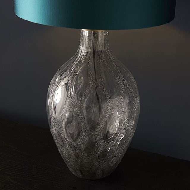Welland Table Lamp (Base Only) Charcoal Artisan Glass & Matt Antique Brass Plate