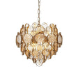 Circus 6Lt Pendant Ceiling Light Antique Gold Paint, Clear & Amber Glass