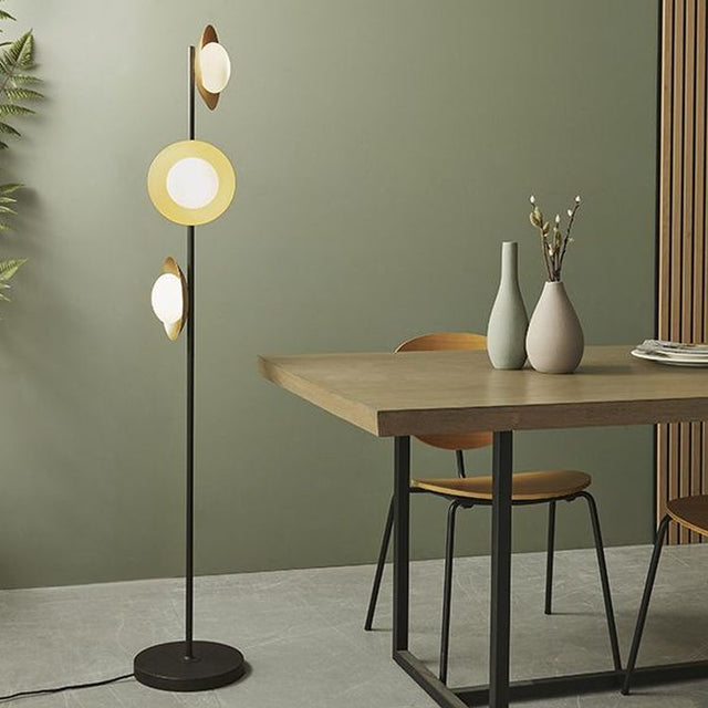 Aire 3Lt Floor Lamp Gold & Dark Bronze Finish With Opal Glass