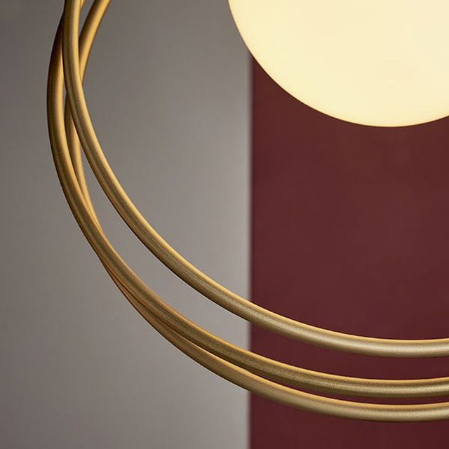 Hoopla Pendant Ceiling Light Brushed Gold Paint & Gloss Opal Glass