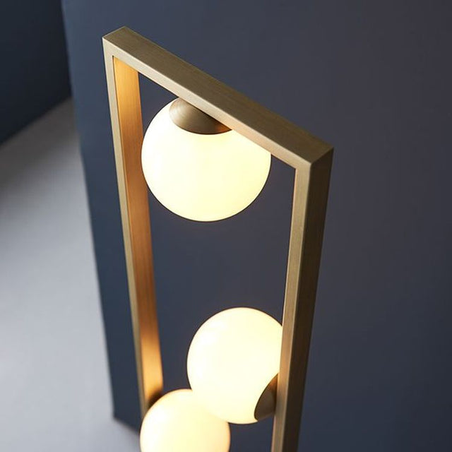 Exe 3Lt Floor Lamp Brushed Gold Finish & Gloss Opal Glass