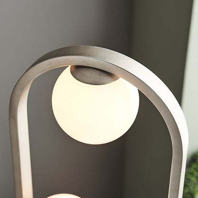 Exe 3Lt Floor Lamp Brushed Silver Finish & Gloss Opal Glass