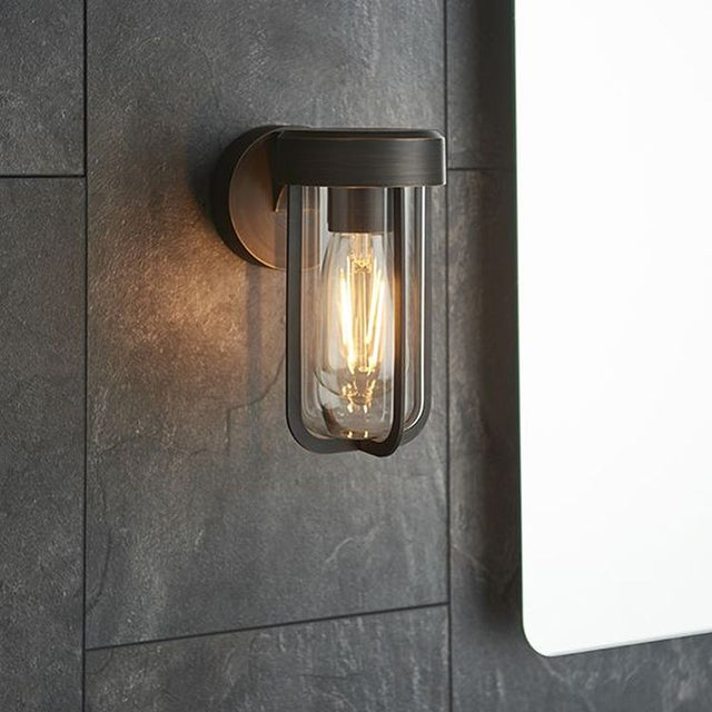 Taw Wall Light Brushed Bronze Finish & Clear Glass