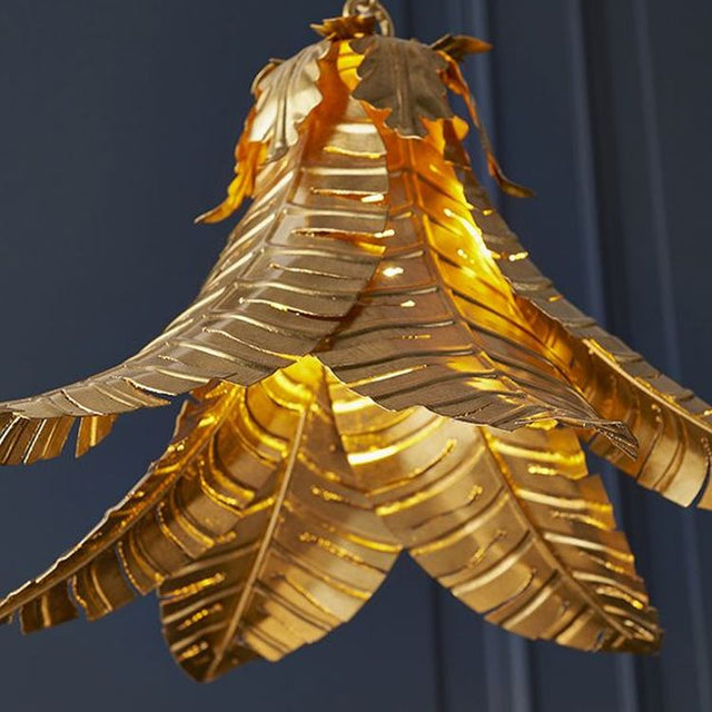 Orange Pendant Ceiling Light Distressed Gold Finish