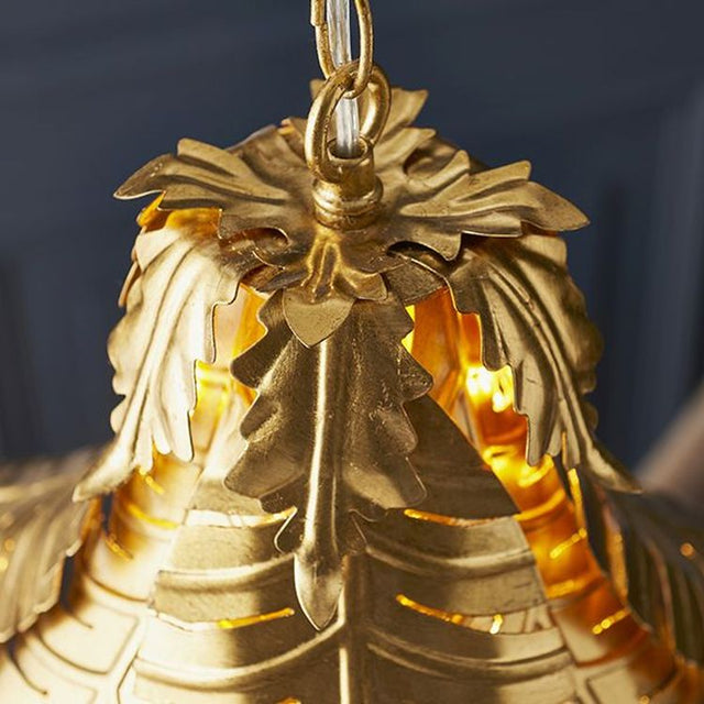 Orange Pendant Ceiling Light Distressed Gold Finish
