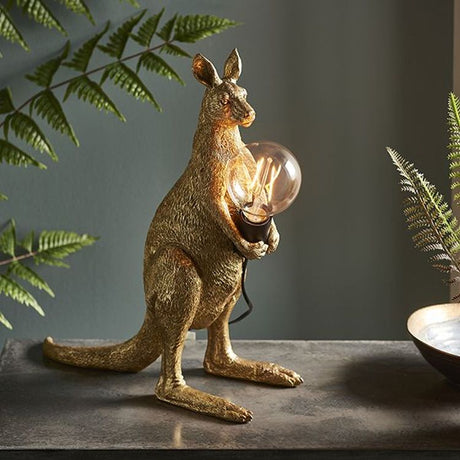 Lune Kangaroo Table Lamp Vintage Gold Paint & Matt Black
