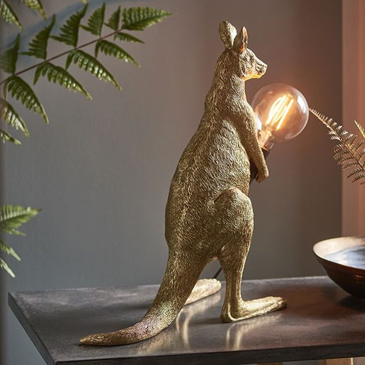 Lune Kangaroo Table Lamp Vintage Gold Paint & Matt Black - Comet Lighting