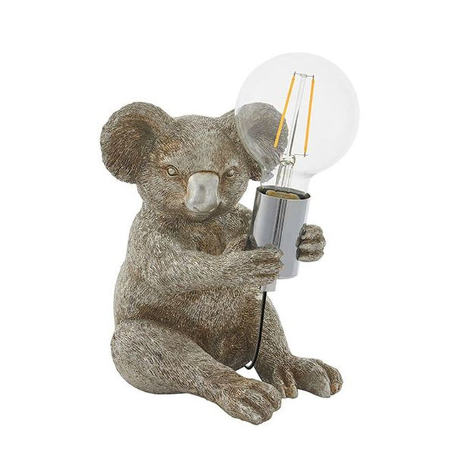 Lune Koala Table Lamp Vintage Silver Paint & Chrome Plate
