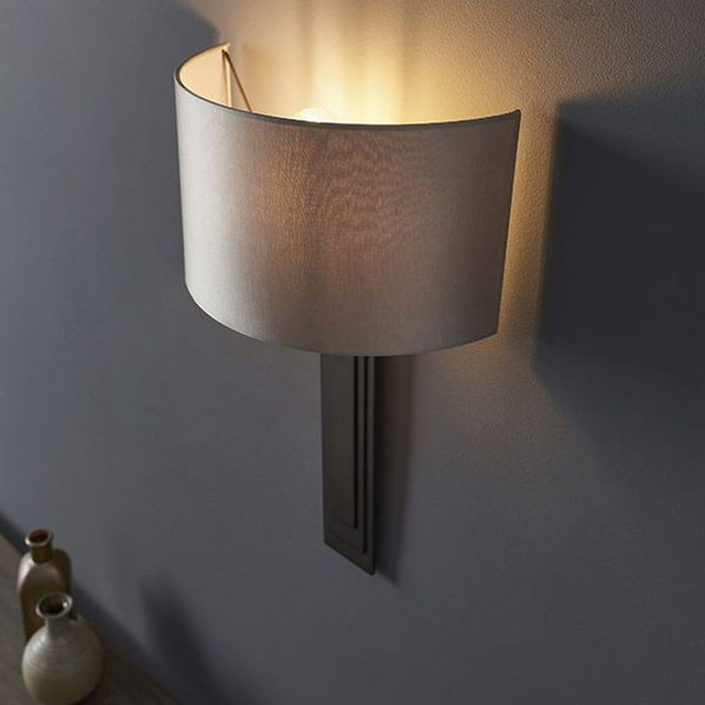 Shannon Wall Light Brushed Bronze Plate & Mink Satin Fabric