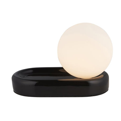 Ashburton Table Lamp Ceramic Base Black w/ Opal Shade