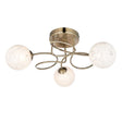 Erne 3Lt Semi-Flush Ceiling Light Antique Brass w/ Confetti Glass