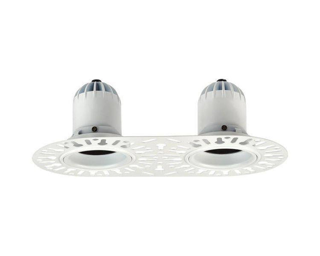 1901 Downlight, White Bezel/Trim, Black Baffle, Double Trimless, Adjustable, 3000K, Wide Beam, Mains Dimming - Comet Lighting