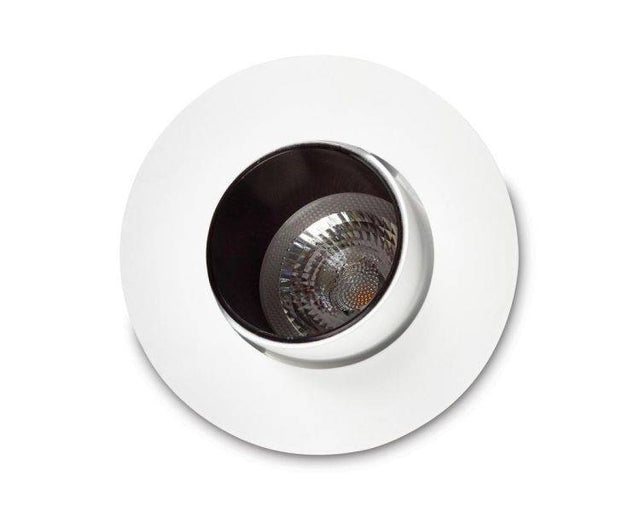 1901 Downlight, White Bezel/Trim, Black Baffle, Round, Adjustable, 2700K, Wide Beam, Mains Dimming - Comet Lighting