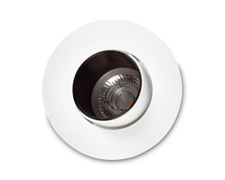 1901 Downlight, White Bezel/Trim, Black Baffle, Round, Adjustable, 3000K, Medium Beam, Mains Dimming - Comet Lighting