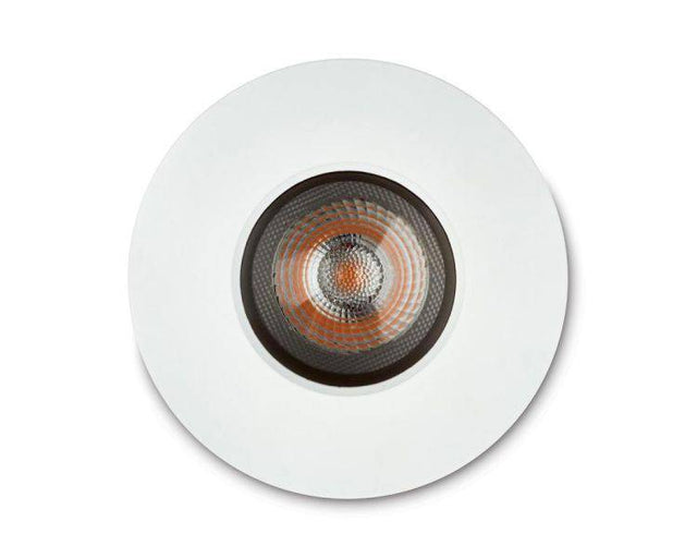 1901 Downlight, White Bezel/Trim, Black Baffle, Round, Fixed, 2700K, Medium Beam, Mains Dimming - Comet Lighting