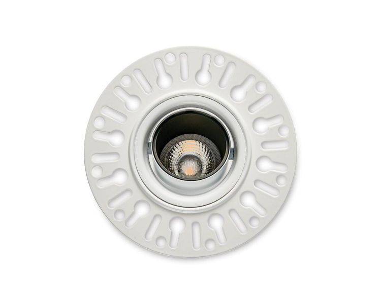 1901 Downlight, White Bezel/Trim, Black Baffle, Single Trimless, Adjustable, 3000K, Medium Beam, Mains Dimming - Comet Lighting