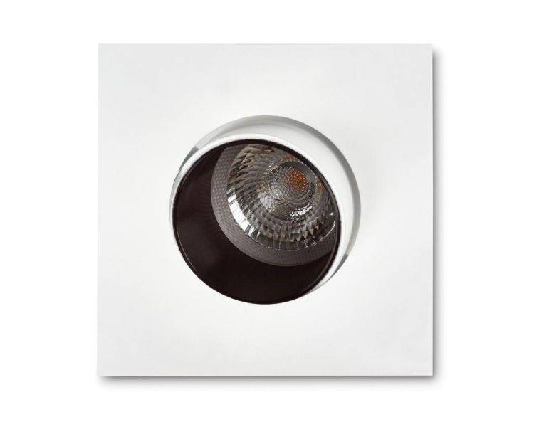 1901 Downlight, White Bezel/Trim, Black Baffle, Square, Adjustable, 4000K, Medium Beam, Mains Dimming - Comet Lighting