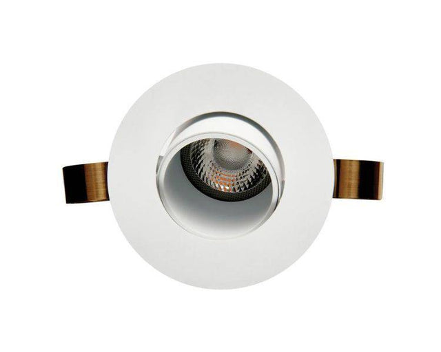 1901 Downlight, White Bezel/Trim, White Baffle, Round, Adjustable, 2700K, Medium Beam, Mains Dimming - Comet Lighting