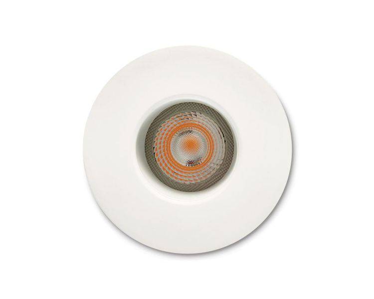 1901 Downlight, White Bezel/Trim, White Baffle, Round, Fixed, 3000K, Wide Beam, Mains Dimming - Comet Lighting