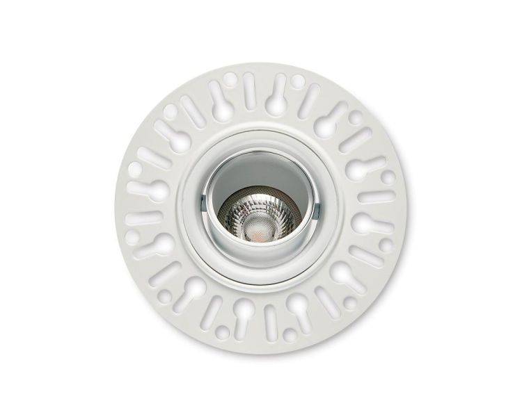 1901 Downlight, White Bezel/Trim, White Baffle, Single Trimless, Adjustable, 3000K, Medium Beam, Mains Dimming - Comet Lighting