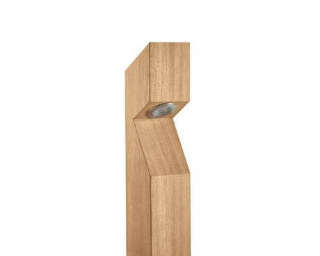 BESPOKE BOLLARDS Low voltage Iroko wood 2700K, 1 LED, Chamfered, Side Cable Entry - Comet Lighting