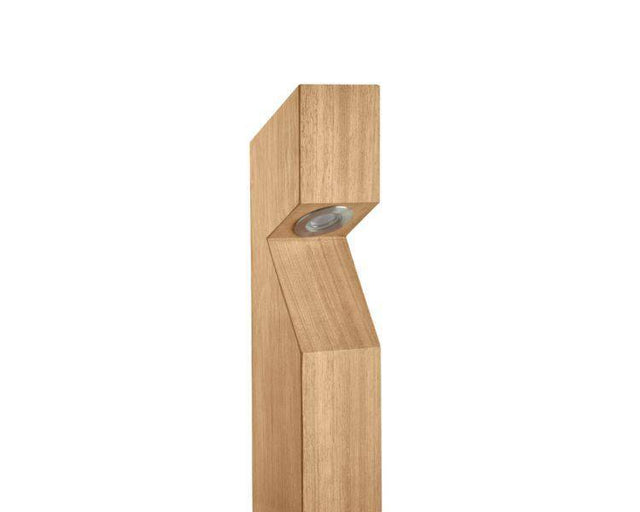 BESPOKE BOLLARDS Low voltage Iroko wood 3000K, 1 LED, Chamfered, Side Cable Entry - Comet Lighting