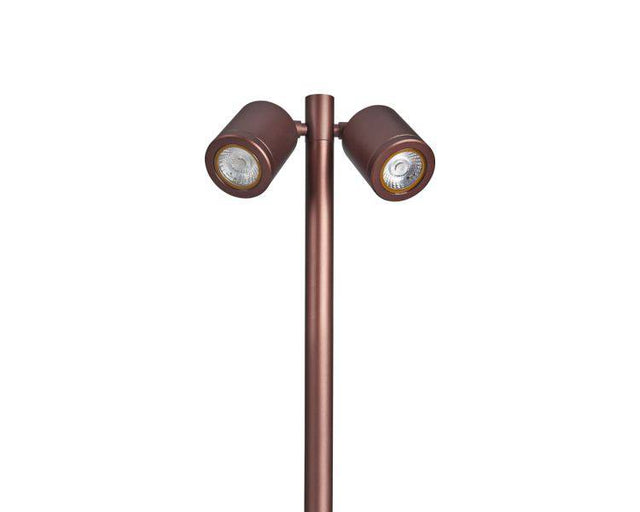 SL230 Twin spike pole, bronze, wide beam, low voltage, 2700K - Comet Lighting