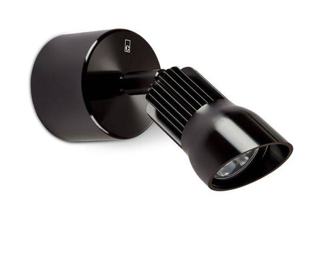 WL140A Black straight to mains adjustable LED wall light with intergrated hood 3000K - Comet Lighting