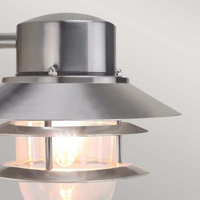 Copenhagen 1 Light Wall Lantern - Brushed Stainless Steel - Comet Lighting
