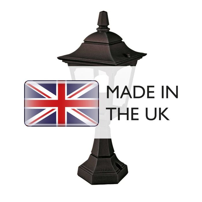 Chapel Outdoor Mini Pedestal Lantern Black - Comet Lighting