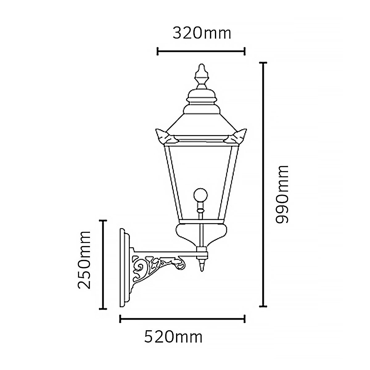 Chelsea 1 Light Grande Up Wall Lantern - Comet Lighting
