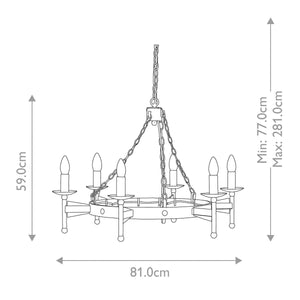 Cromwell 6 Light Chandelier - Comet Lighting