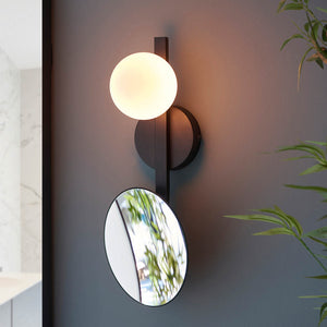 Dades Wall Light Black W/ Opal Glass Shade - Comet Lighting