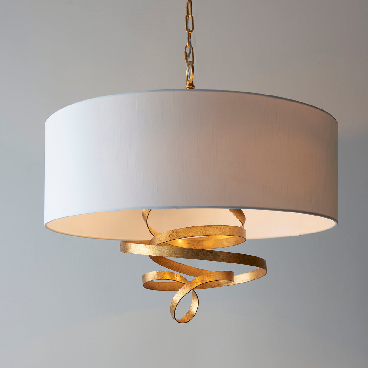 Koyukuk 3Lt Pendant Ceiling Light Gold Leaf w/ Ivory Shade