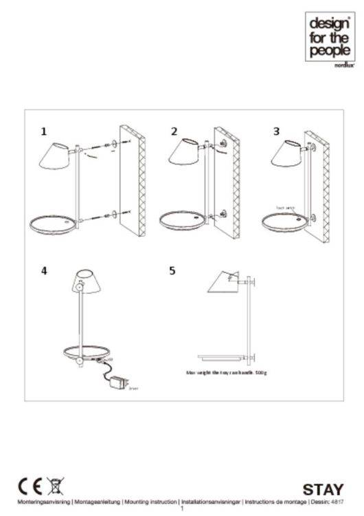 Nordlux Stay Wall Light Grey - Comet Lighting