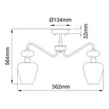 Armand 3 Light Semi Flush - Aged Brass