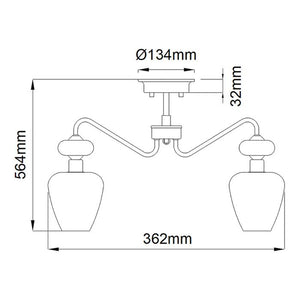 Armand 3 Light Semi Flush - Aged Brass - Comet Lighting
