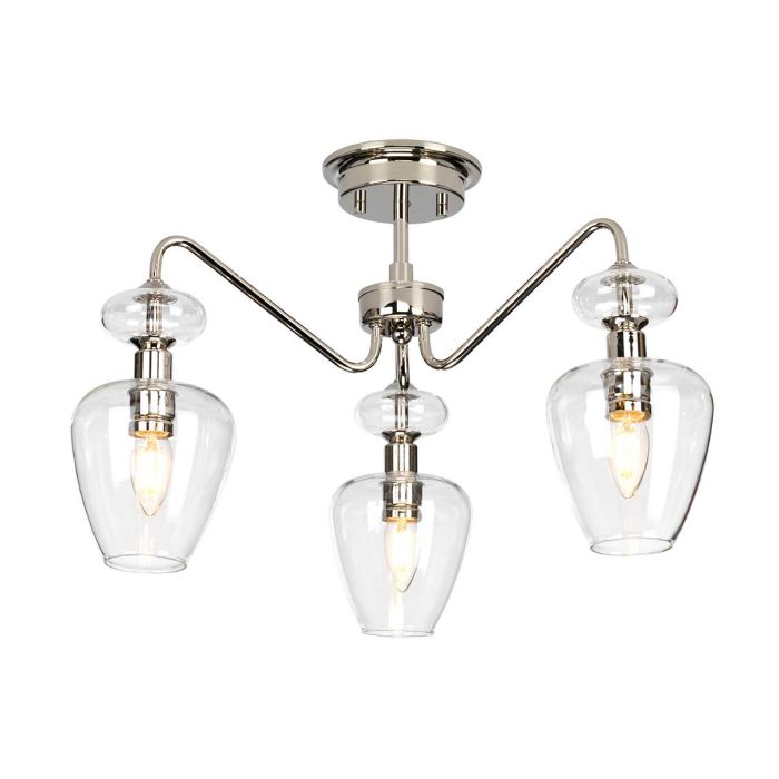 Armand 3 Light Semi Flush - Polished Nickel