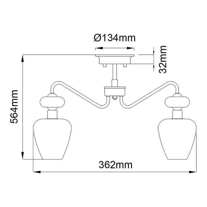 Armand 3 Light Semi Flush - Polished Nickel