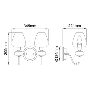 Armand 2 Light Wall Light - Aged Brass - Comet Lighting