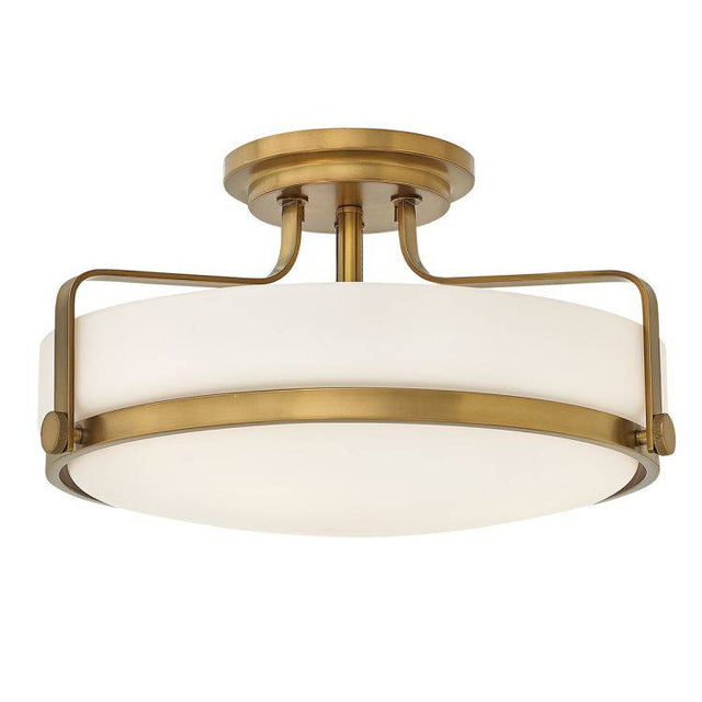 Harper 3 Light Medium Semi Flush - Heritage Brass - Comet Lighting