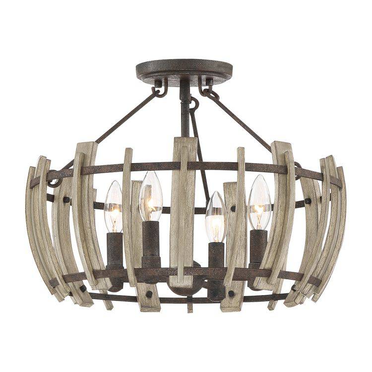 Wood Hollow 4 Light Semi Flush - Comet Lighting