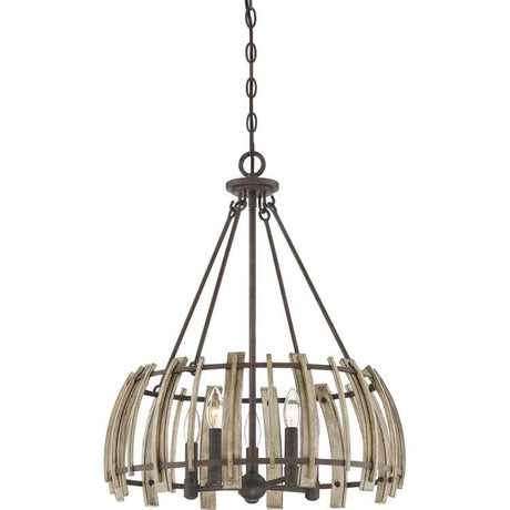 Wood Hollow 5 Light Pendant - Comet Lighting