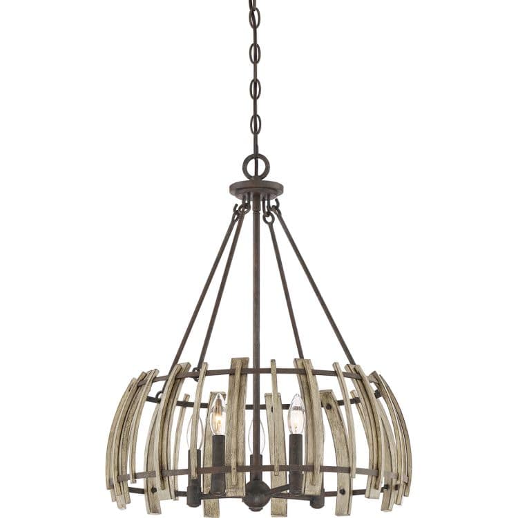 Wood Hollow 5 Light Pendant - Comet Lighting