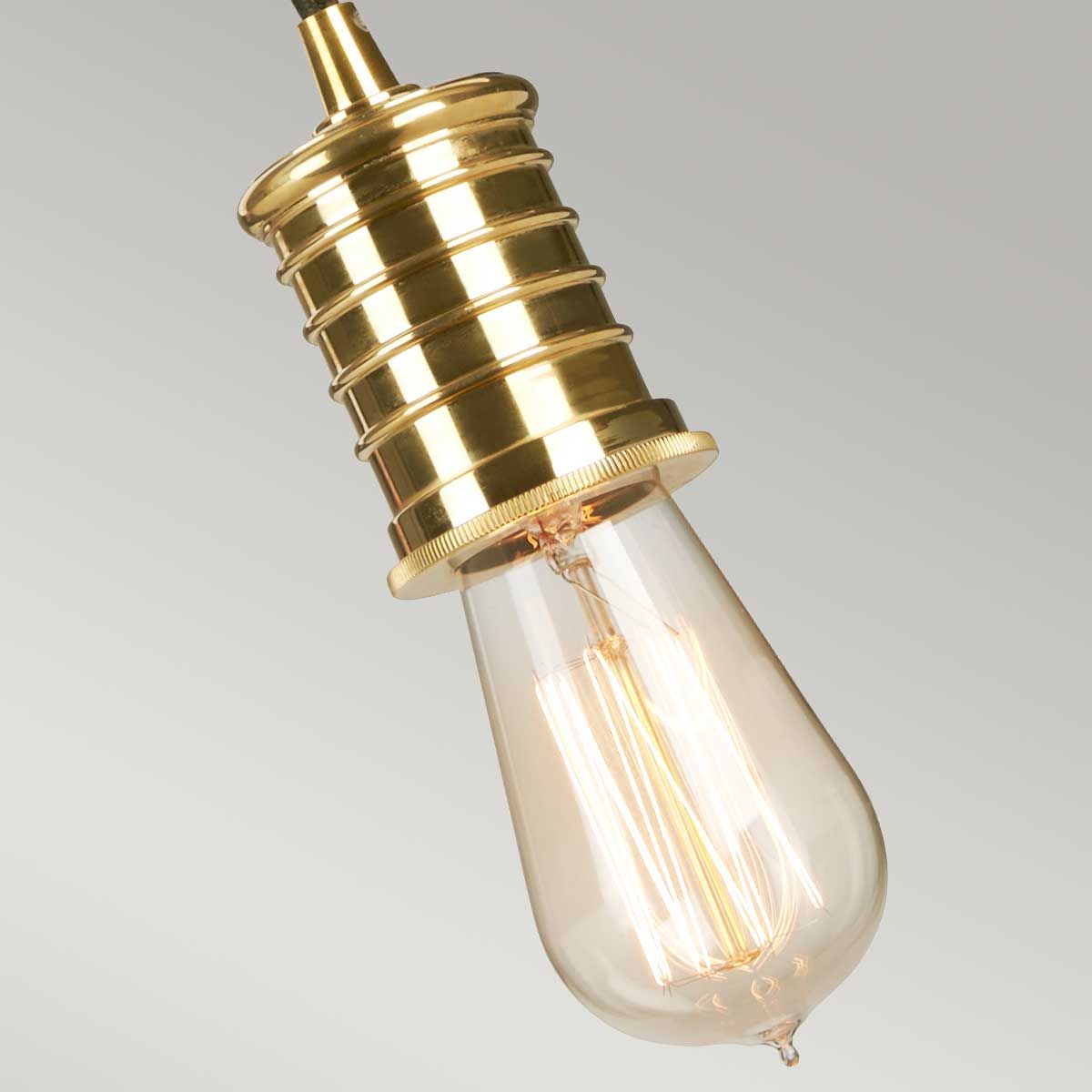 Douille 1 Light Pendant - Black/Polished Brass - Comet Lighting
