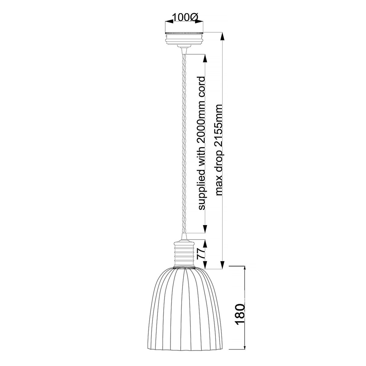 Douille 1 Light Pendant - Black/Polished Brass - Comet Lighting