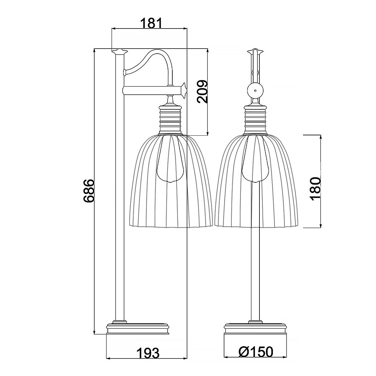 Douille 1 Light Table Lamp - Polished Nickel - Comet Lighting